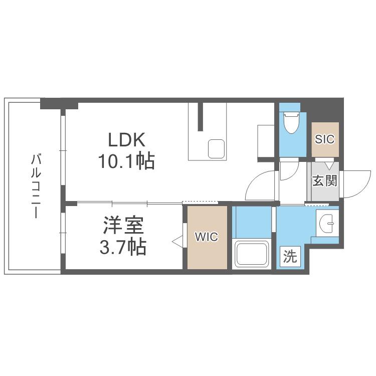 LOUIS RESIDENCE弁天町(1LDK/6階)の間取り写真