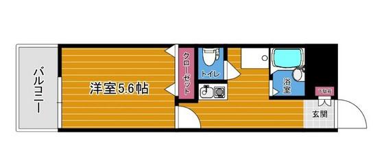スリム平野(1K/4階)の間取り写真