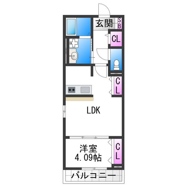 CELESTE(1LDK/2階)の間取り写真