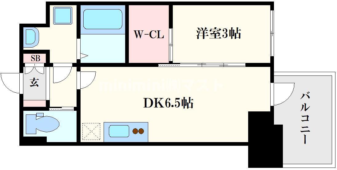 セレニテ堺筋本町リアン(1DK/12階)の間取り写真