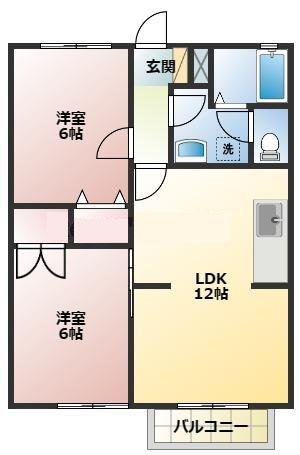 ミーテルーチェ村松(2LDK/2階)の間取り写真