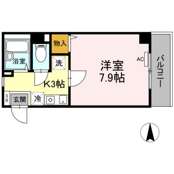 メゾンなかやま(1K/4階)の間取り写真