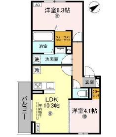 D-ROOM西矢倉(2LDK/2階)の間取り写真