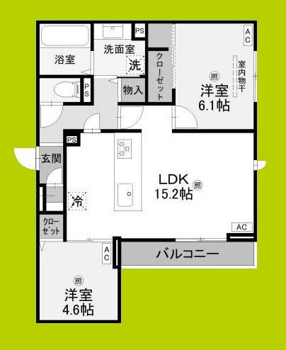 ラ メゾン ピック 中百舌鳥II(2LDK/2階)の間取り写真