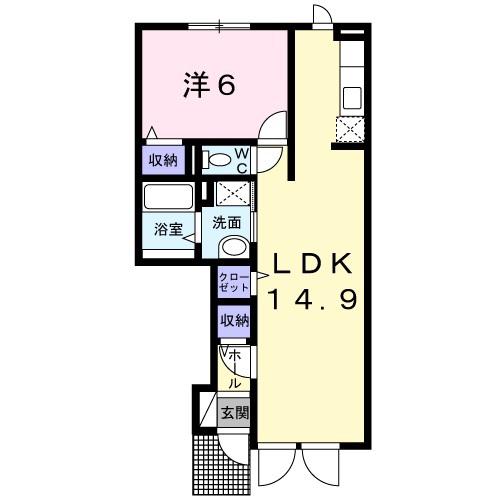 カルムIV(1LDK/1階)の間取り写真