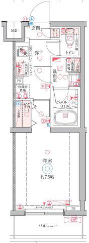 クレヴィスタ高砂(1K/2階)の間取り写真