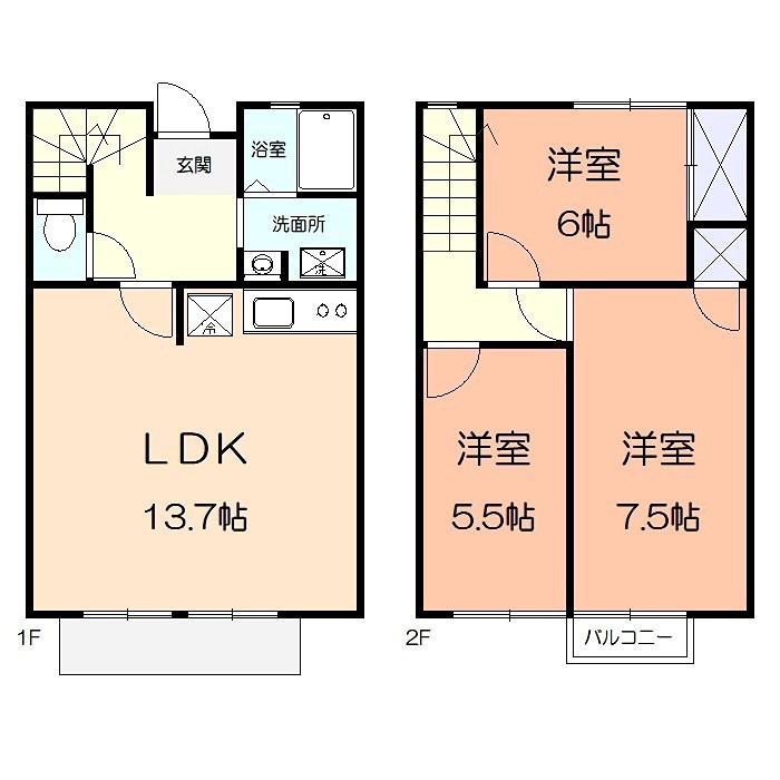 ハイツ高梨(3LDK/1階)の間取り写真