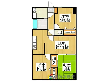 レジデンス高屋敷(3LDK/3階)の間取り写真