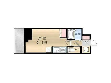 RIDGE堀田(1K/9階)の間取り写真