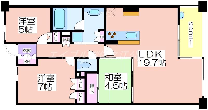 リバーガーデンコスモスクエア(3LDK/15階)の間取り写真