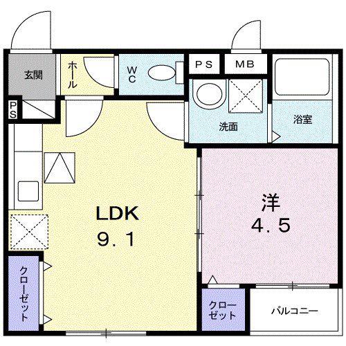 イリーデ 2(1LDK/1階)の間取り写真