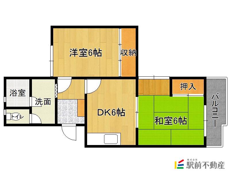 タワーズ唐原(2DK/5階)の間取り写真