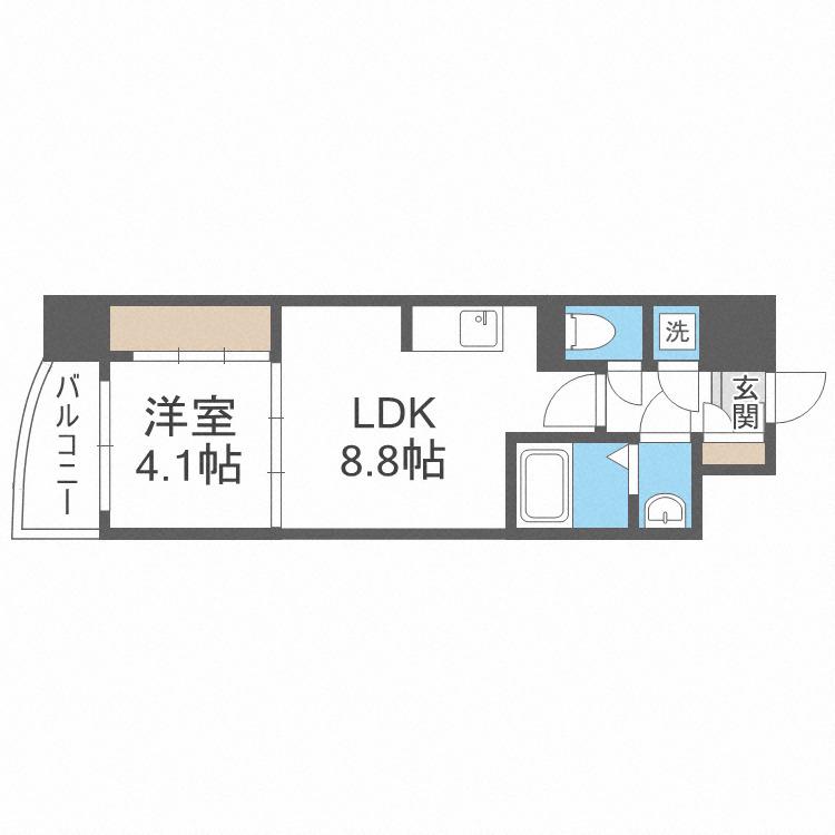 SERENITE本町エコート(1LDK/8階)の間取り写真