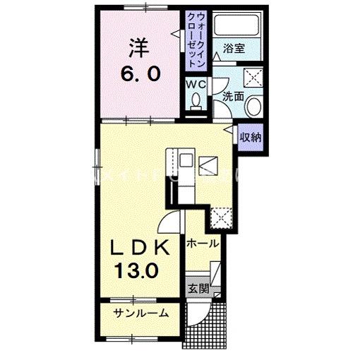 リブリオポラ B(1LDK/1階)の間取り写真