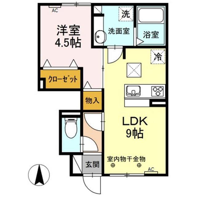 ワイズコート(1LDK/1階)の間取り写真