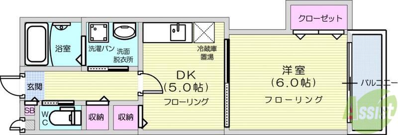 ベルラ234(1DK/2階)の間取り写真