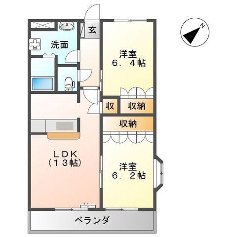 SAVORY(2LDK/2階)の間取り写真