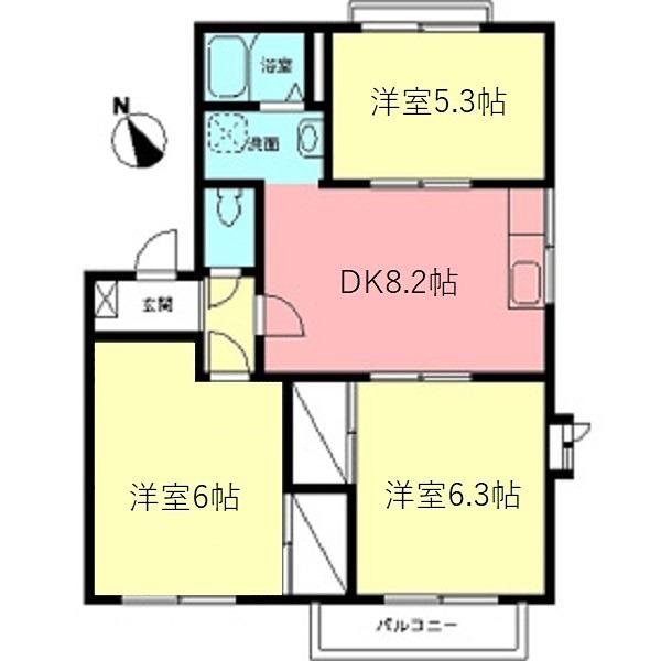 ファミールA(3DK/1階)の間取り写真