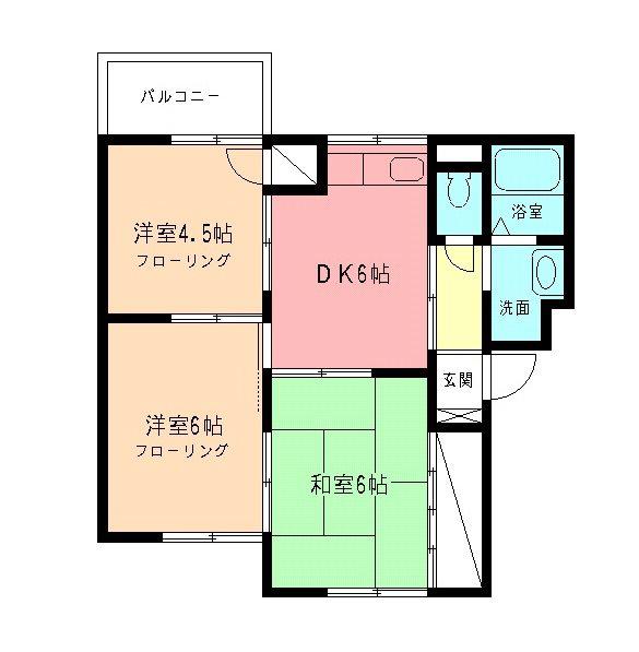 ハイムサエグサ(3DK/2階)の間取り写真