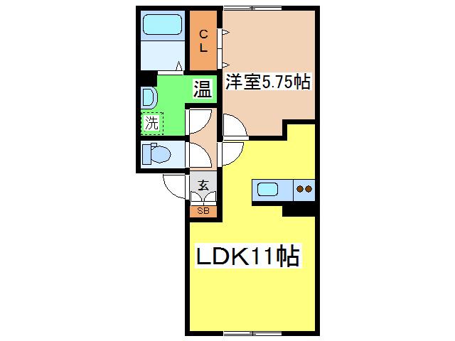 ハイツハピネスA館(1LDK/1階)の間取り写真