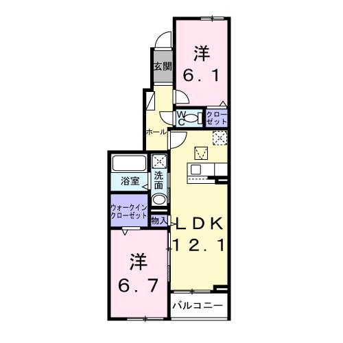 西原1丁目アパート(2LDK/1階)の間取り写真