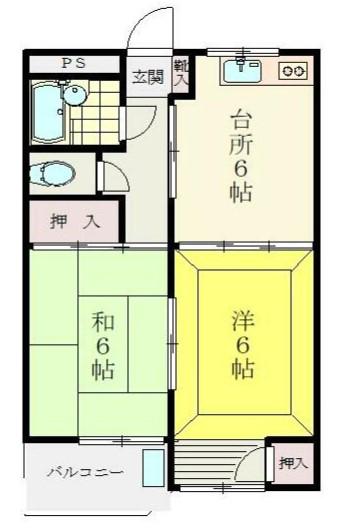 ハイツ田中(2DK/3階)の間取り写真