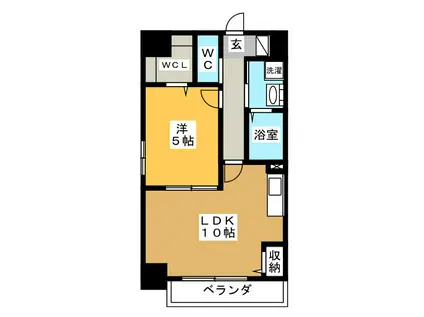 メイプル利平治(1LDK/9階)の間取り写真
