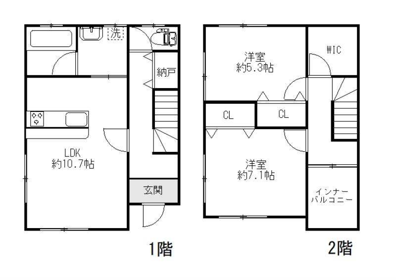 ハルモニア(2LDK/1階)の間取り写真