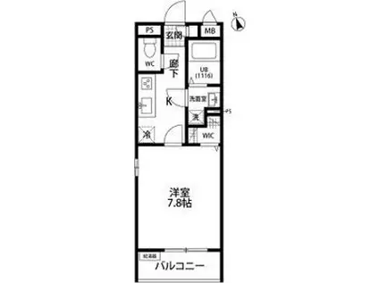 リコルテ ヴェルソー(1K/3階)の間取り写真