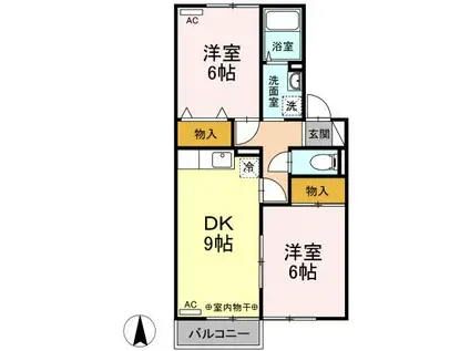 ボヌールクールゆうきち202(2DK/2階)の間取り写真