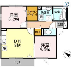 メゾン松之浜II(2DK/1階)の間取り写真
