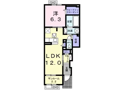 プレッソ ロートV(1LDK/1階)の間取り写真