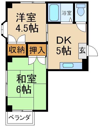 カールハイツ寝屋川II(2K/1階)の間取り写真