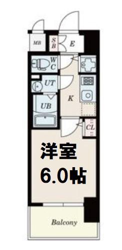 エスリードレジデンス大阪福島(1K/2階)の間取り写真