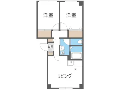 アルファコスモ伏古公園(2LDK/2階)の間取り写真