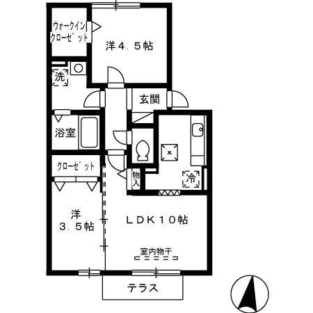 メゾングランモア(2LDK/1階)の間取り写真