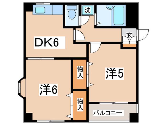プロミネンス西山13(2DK/3階)の間取り写真