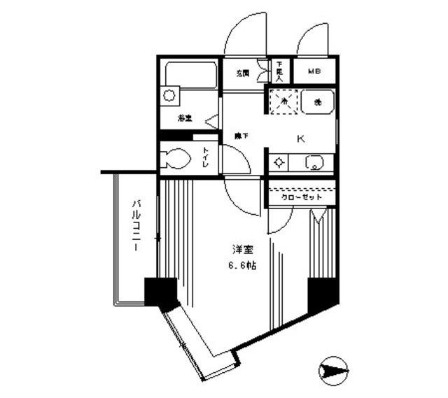 パーク・ヒルズ元住吉(1K/7階)の間取り写真