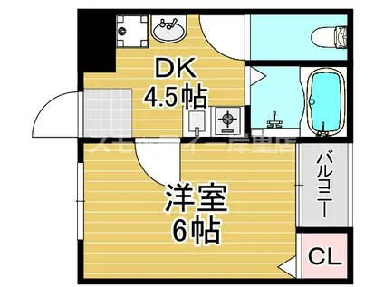 ヴィラ安立(1DK/3階)の間取り写真