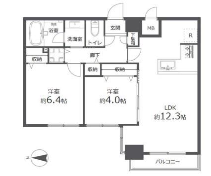 キャッスルマンション目白西(2LDK/7階)の間取り写真