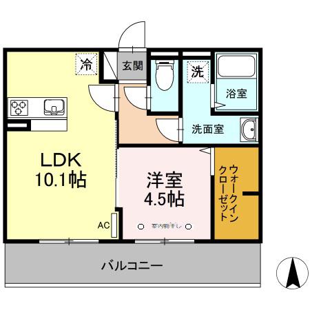 グランドラピネス(1LDK/2階)の間取り写真