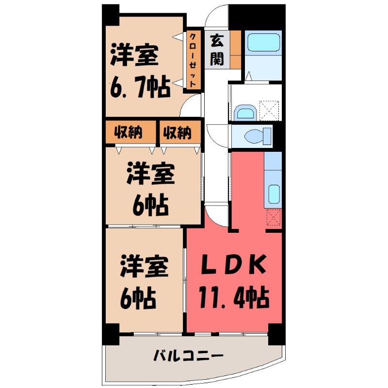 グランドレジデンス(3LDK/3階)の間取り写真