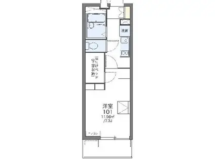 レオパレスディアコートF(1K/1階)の間取り写真