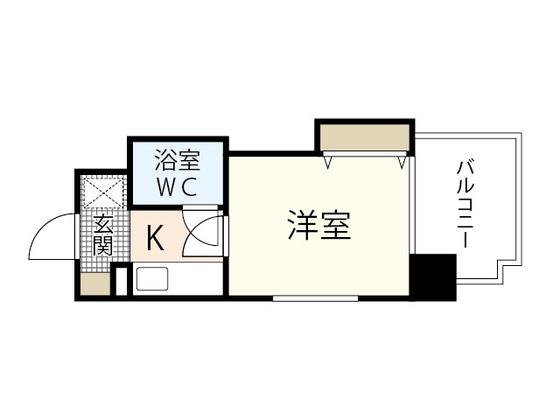 ダイアパレス比治山公園(1K/9階)の間取り写真