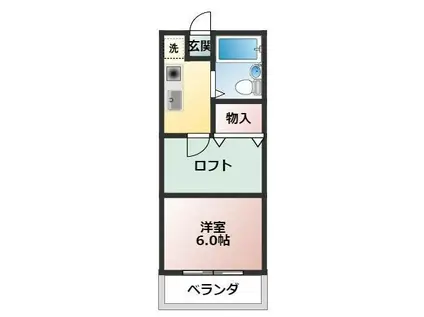 クレスト大友(1K/2階)の間取り写真