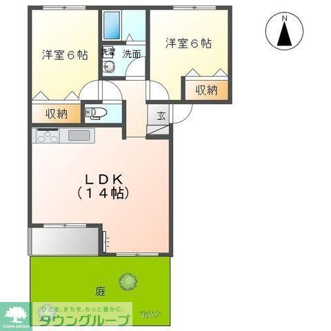 ロワ・ソレイユII(2LDK/1階)の間取り写真