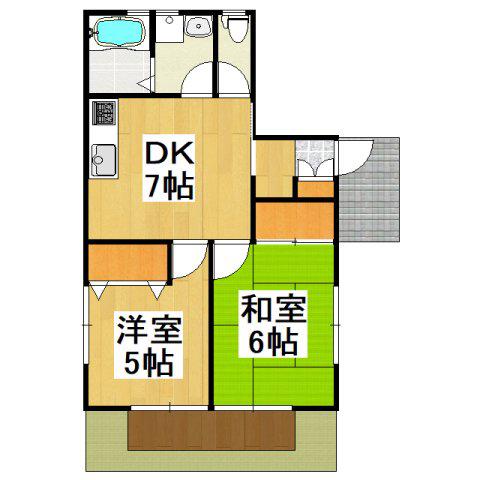 ウッディーパレス(2DK/1階)の間取り写真