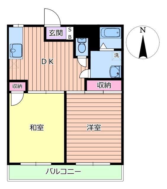コーポ大野(2DK/2階)の間取り写真