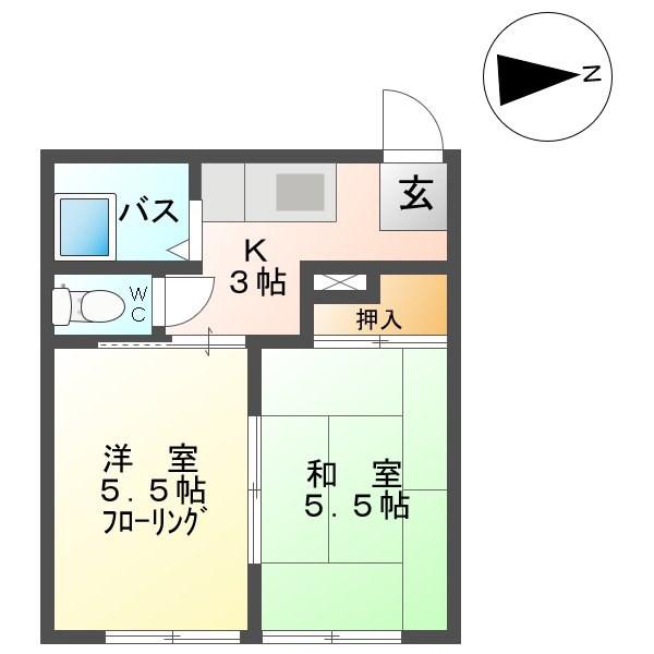 平成ハイツ(2K/2階)の間取り写真