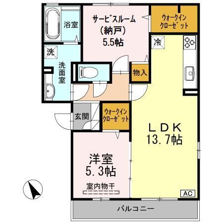 クラシックリボン(2LDK/1階)の間取り写真
